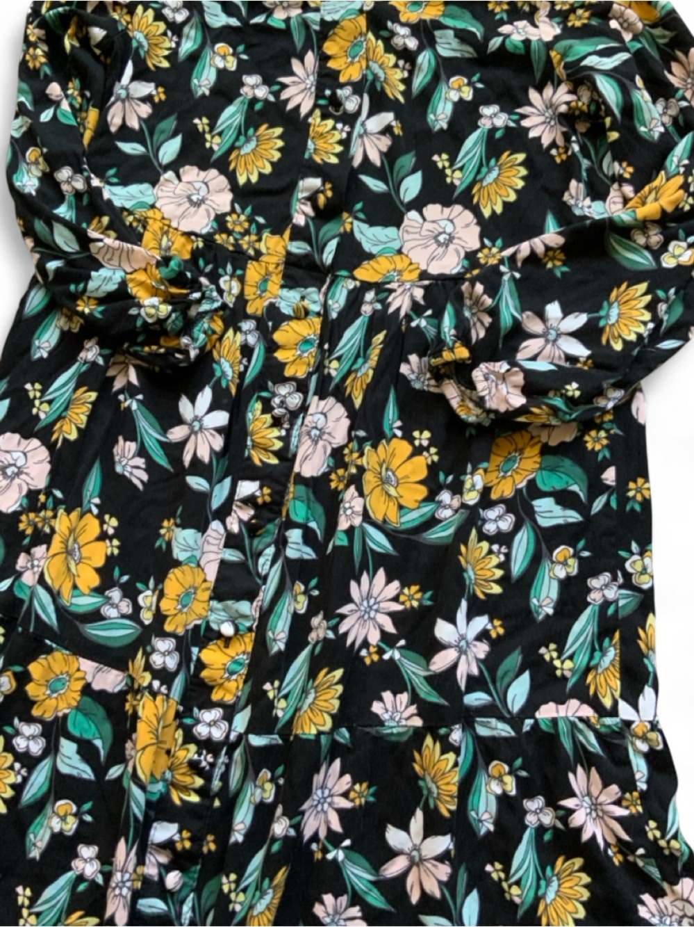 Colorful Planet Floral LS Button Down Casual Dress Girls Medium 7/8 - Picture 5 of 7
